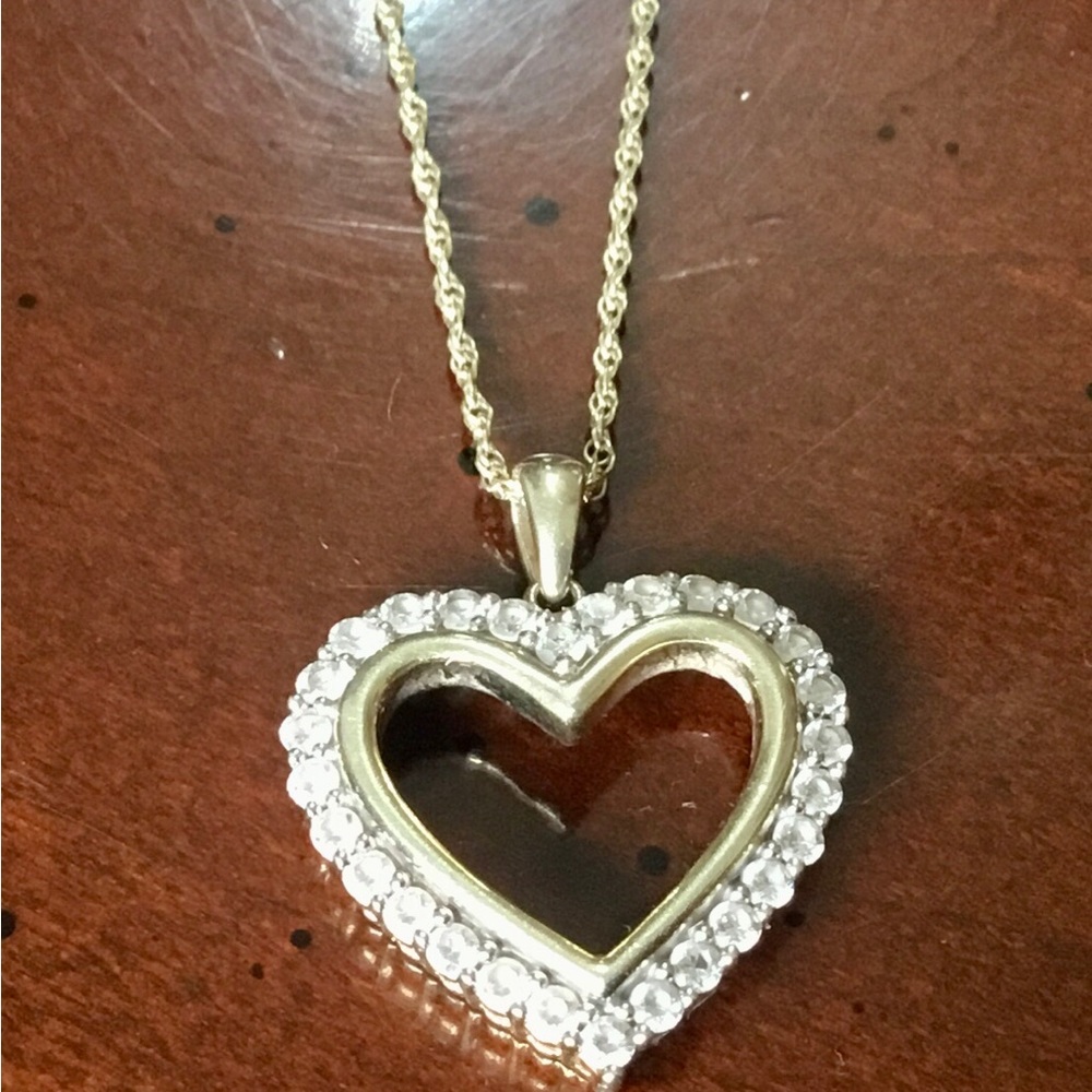 Open Heart Necklace H925CZ Silver 16” Chain